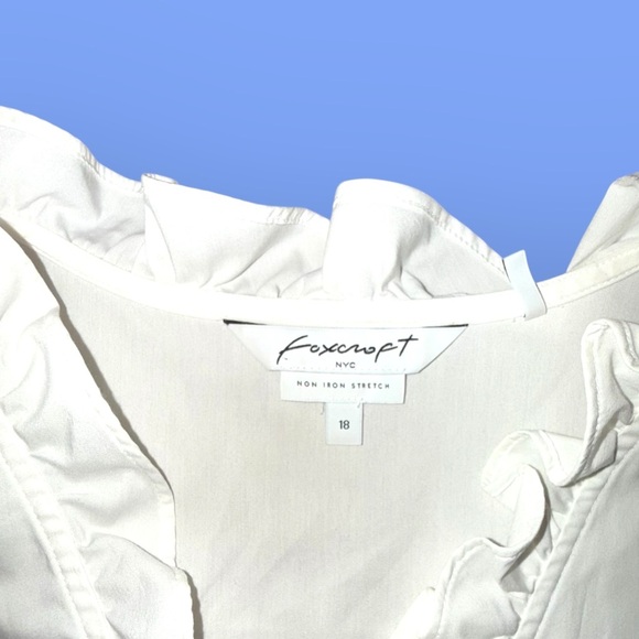FOXCROFT NYC NON-IRON STRETCH RUFFLE BLOUSE - 18 White - Picture 5 of 9
